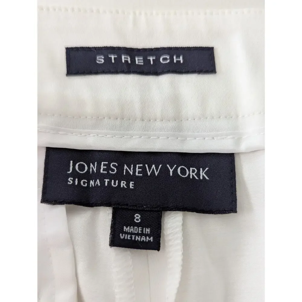 Jones New York Signature 8 White Wide Leg Cropped Pant Casual Chic NWT